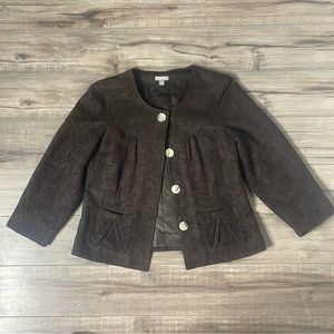 J. Jill Blazer Brown Floral Blazer Size 2